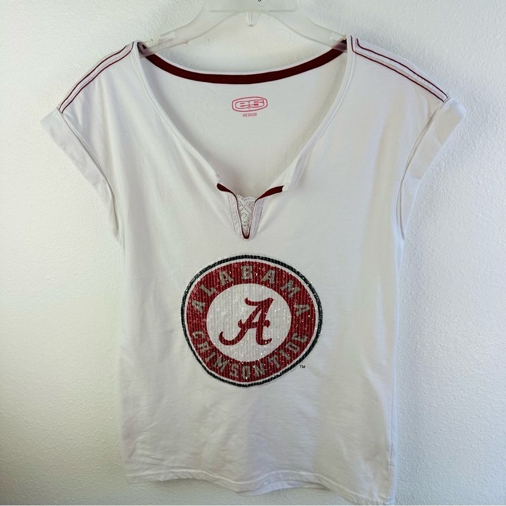 E5 University Of‎ Alabama Sequin White Tee Size M